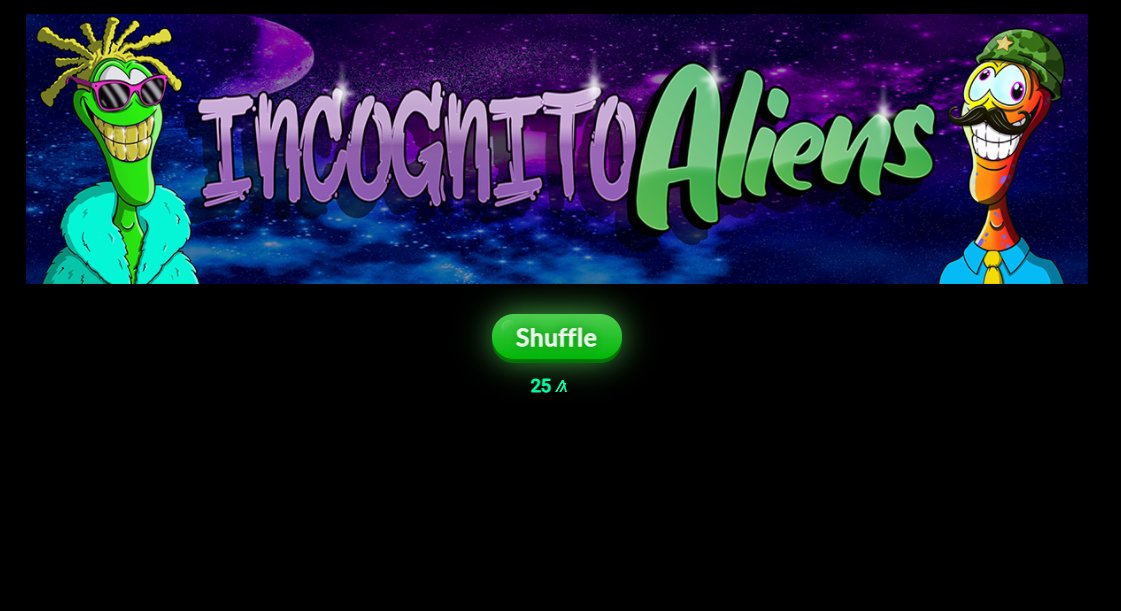IncognitoAliens's tweet photo. You know what time it is!!! Hit up the #ShuffleShuttle over on @RandGallery for a fresh IAC & join us on the mothership!~
Shuffle link : https://t.co/pRTrVBMH74
#ALGOFAM #ALGONFT #Algorand #IncognitoAliens https://t.co/lM8ffS2Gy5