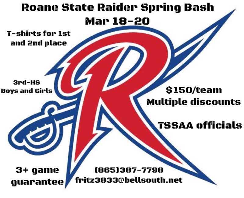 Matt Fritz (@mattfritz123) on Twitter photo Come down to Roane County for our annual spring tourn to benefit Roane State Men’s and Women’s B-ball as well as other local school athletic programs. <a href="/RoaneSportsTN/">RoaneSports</a> <a href="/ladyjackets2020/">RCHS Lady Jackets Basketball</a> <a href="/RCNSportsFridge/">Jason Perry</a> <a href="/RoaneStateWBB/">Roane State Women's Basketball</a> <a href="/RSCCBasketball/">Roane State Men's Basketball</a> <a href="/RSCCAthletics/">Roane State Athletics</a> @kingston_hoops Come down to Roane County for our annual spring tourn to benefit Roane State Men’s and Women’s B-ball as well as other local school athletic programs. <a href="/RoaneSportsTN/">RoaneSports</a> <a href="/ladyjackets2020/">RCHS Lady Jackets Basketball</a> <a href="/RCNSportsFridge/">Jason Perry</a> <a href="/RoaneStateWBB/">Roane State Women's Basketball</a> <a href="/RSCCBasketball/">Roane State Men's Basketball</a> <a href="/RSCCAthletics/">Roane State Athletics</a> @kingston_hoops