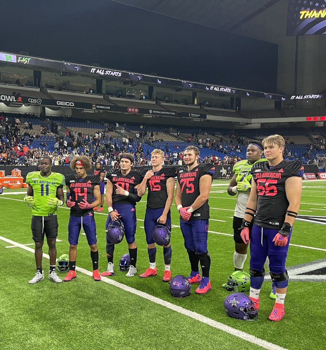 Garrick_Hodge's tweet image. Ohio State’s All-Americans pose for a photo after the game.