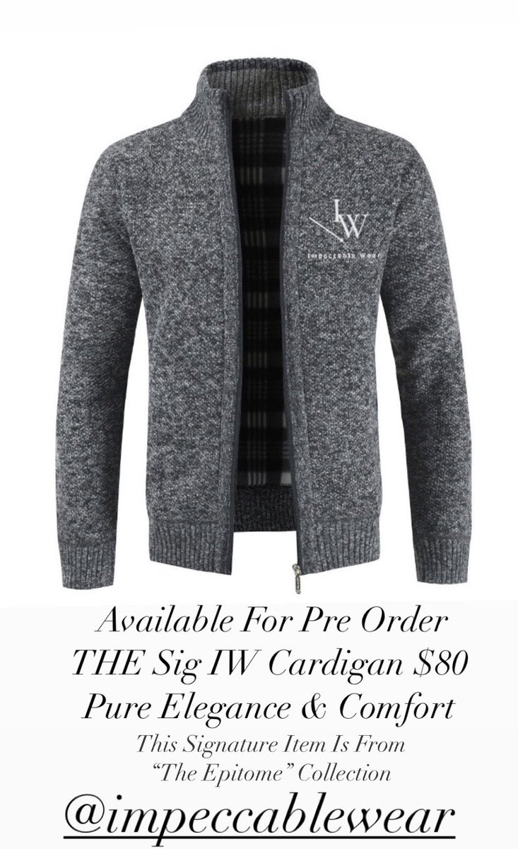 This is the first installment of “The Epitome” collection which delivers you that Frugal Elegance that we specialize in. Our Sig Cardigan is now available for pre order ™️
——————-
Pre Order Via DM or Our Email 
—————— 
#TheFutureIsImpeccable 
#Highfashion