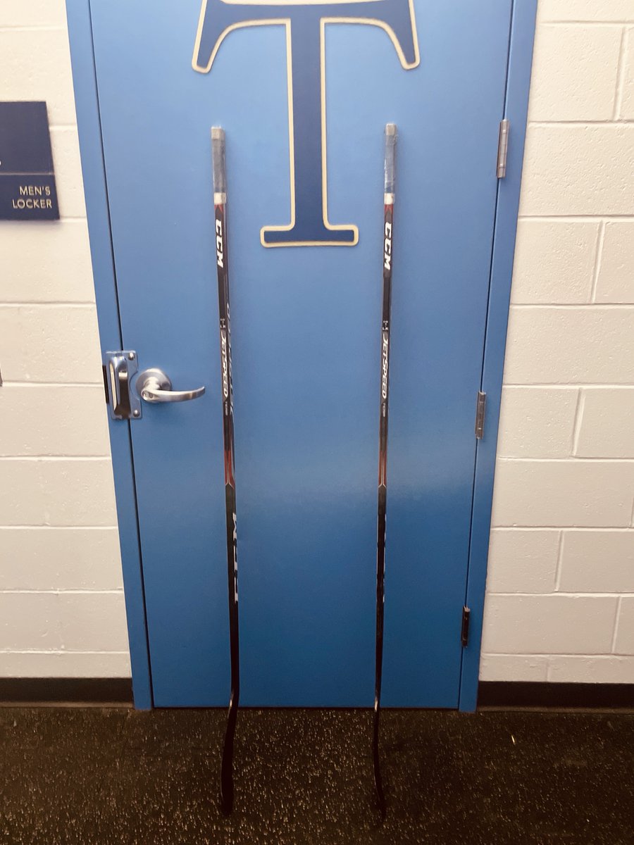TCBantamsHockey's tweet photo. Sticks out for Teddy Balkind. 

May his memory be a blessing. https://t.co/altpZkS9Ag