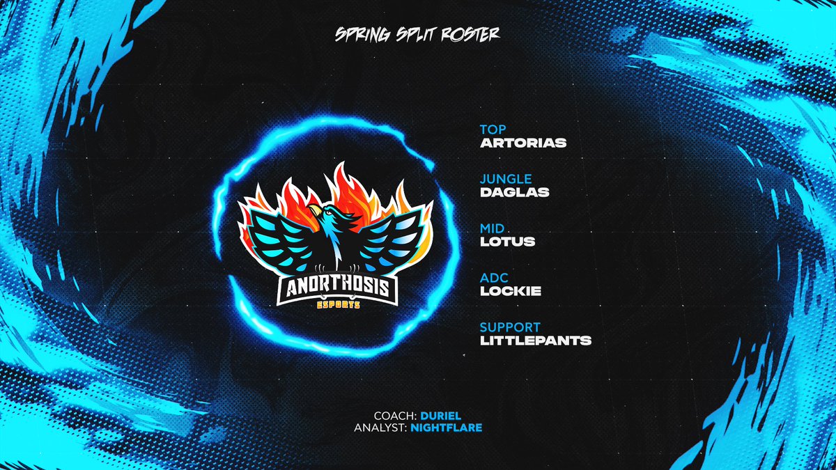 Our Roster for <a href="/GRLegends/">Greek Legends League</a> 2022 season

🎓 Coach <a href="/Duriel_GR/">Alex 'Duriel' Fragkos</a> 
📊 Analyst <a href="/nightf1are/">Ben</a> 

🔝 <a href="/Artorias_lol/">Sam Willis</a> 
🏕 <a href="/Daglas_lol/">Daglas</a> 
🪄 <a href="/lotus/">Lotus AI</a>
🔫 <a href="/tsigas_Wiles/">LOCKIE</a> 
🏥 @LittlePants16 

Subs

Dom1nant
J0J0C

See you in the rift little rockstars 🚀