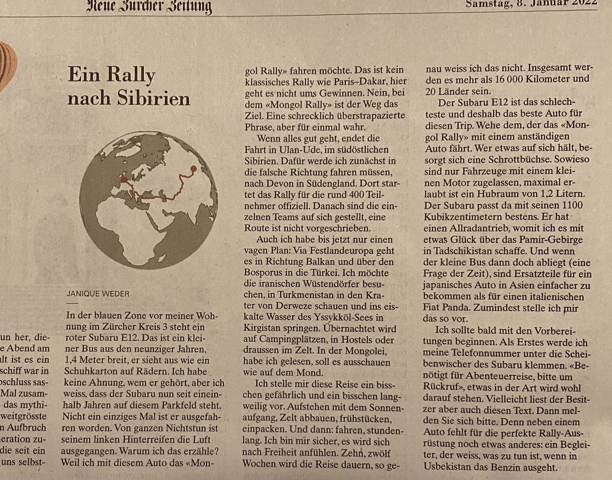 Ein Déjà-vu der besonderen Art in der heutigen <a href="/NZZ/">NZZ</a>. 2013 mit <a href="/PEC_BS/">Claude Pellmont</a> fast genau so im Piaggo Porter nach #Ulaanbaatar. 🇲🇳🚐💨 <a href="/janiqueweder/">Janique Weder</a> : helvetistan.info ist noch online.