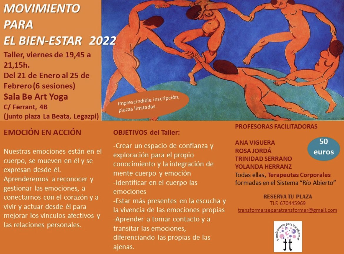 TTransformarse's tweet photo. Movimiento para el Bien-Estar 2022. Talleres los viernes de 19:45 a 21:15 https://t.co/hmtMtQMD3w