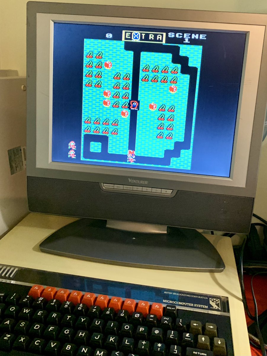 YorkshireTechy's tweet photo. Not sure about that, I think the #bbcmicro was the best #8bit port out there, captured the graphics almost perfect, sound was great, #gameplay was literally spot on! :) although it was called #MrEe and not #MrDo :) https://t.co/AaFYTp6n2t
