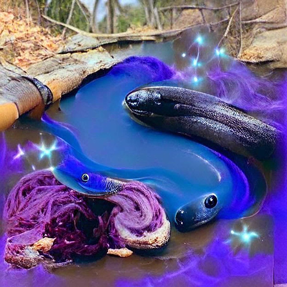 AyeEyeNFT's tweet photo. "this is all very real and true, the Blueberry Eel has an electric hue like teal, no wait, it changed to violet, I would like to say now it’s indigo and the way I can flow is a magickal musing"

#NFTCommunity #NFTs #NFT https://t.co/ads4k3bkXq