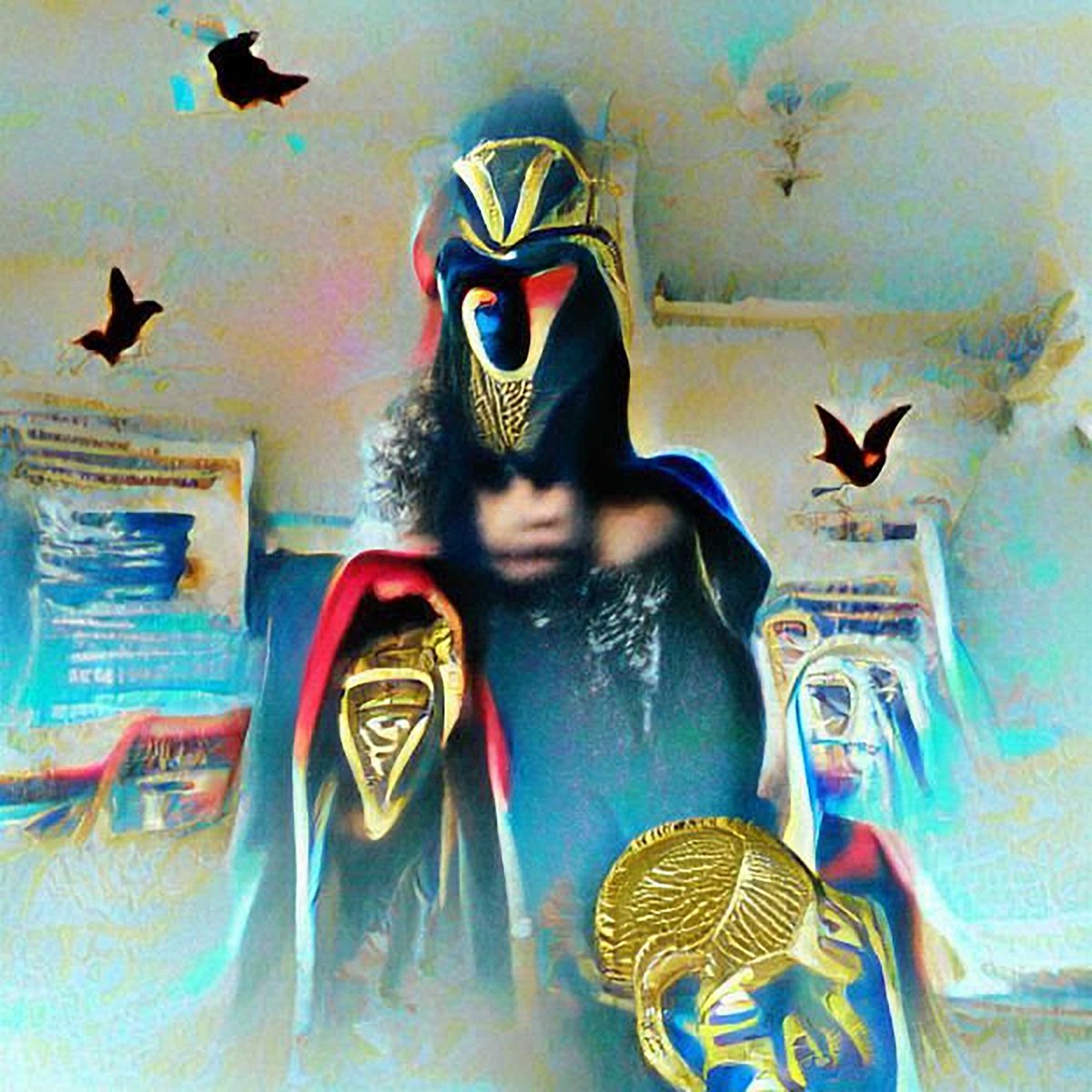 AyeEyeNFT's tweet photo. "I'm miraculous luck incarnate, ornate ankhs on the tips of six of my wings, oh they didn't think that my magickal Dracula style would come back as the Child, I am Horus the conquering King, Super Nova Cobra Hood"

#NFTCommunity #NFTs #NFT https://t.co/eDeFJFJ9bY