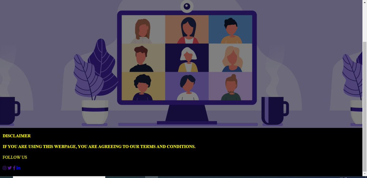 inevitable_ank's tweet photo. 12th day of #100DaysOfCode 
Learnings
~ Added footer, drop down menu and some hover effect in the "demo" meeting webpage.
~ Used HTML and CSS
Learning Frontend dev.
Web development 💛 https://t.co/Lr5sfO6n6R