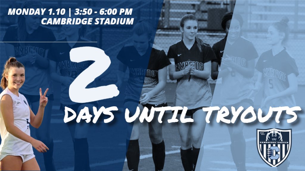 CHSSoccerG's tweet image. Girls soccer tryouts Mon Jan 10th, Tues Jan 11th, and Wed Jan 12th from 3:50-6:00pm @ Cambridge stadium. ⚽️ #LetsGetThisSeasonStarted