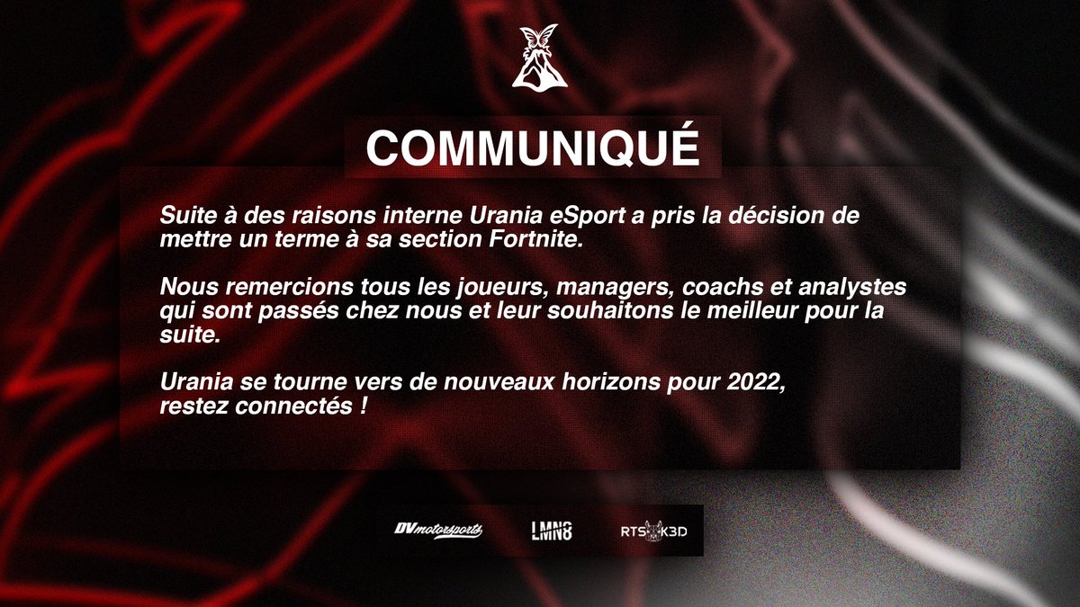 🔔Communiqué🔔

Clôture de notre section Fortnite !