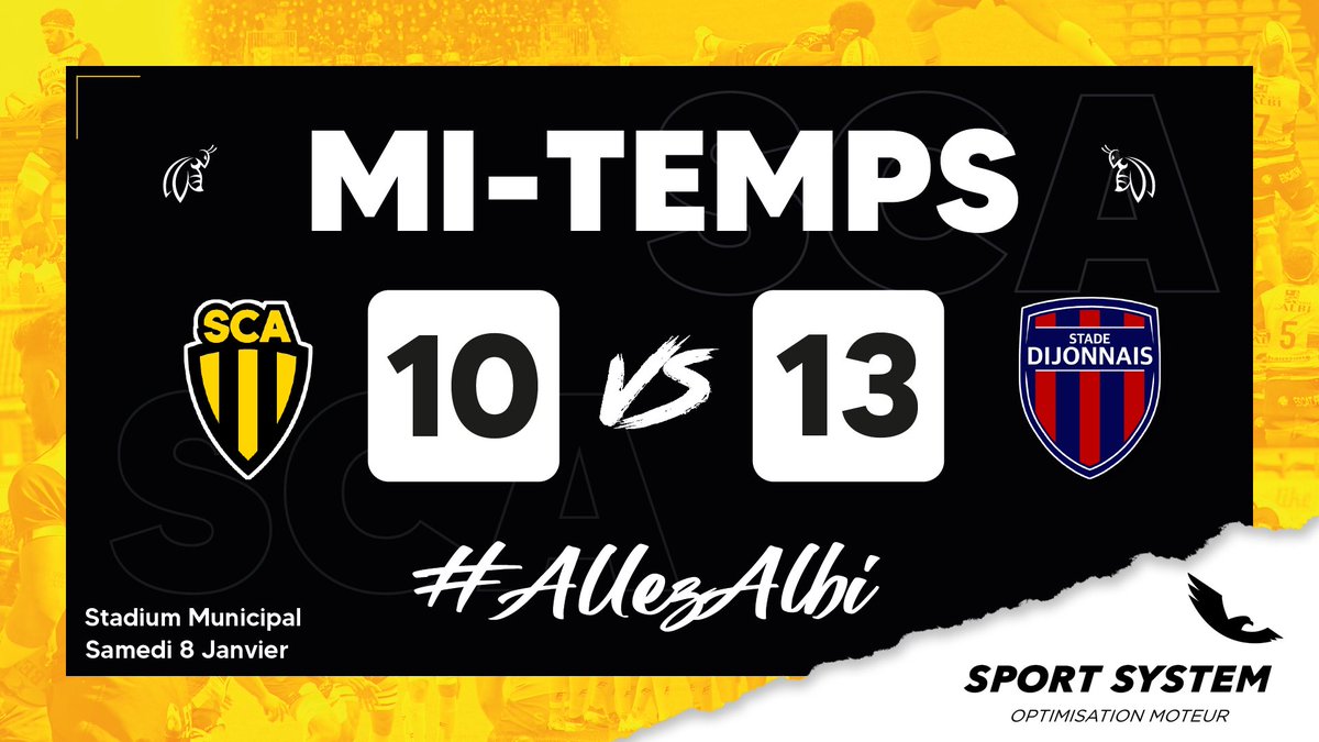 SCA_OFFICIEL's tweet photo. Mi-temps au Stadium, nos Albigeois sont menés par de vaillants Dijonnais.
#SCASD https://t.co/Dvaw6IbBhz