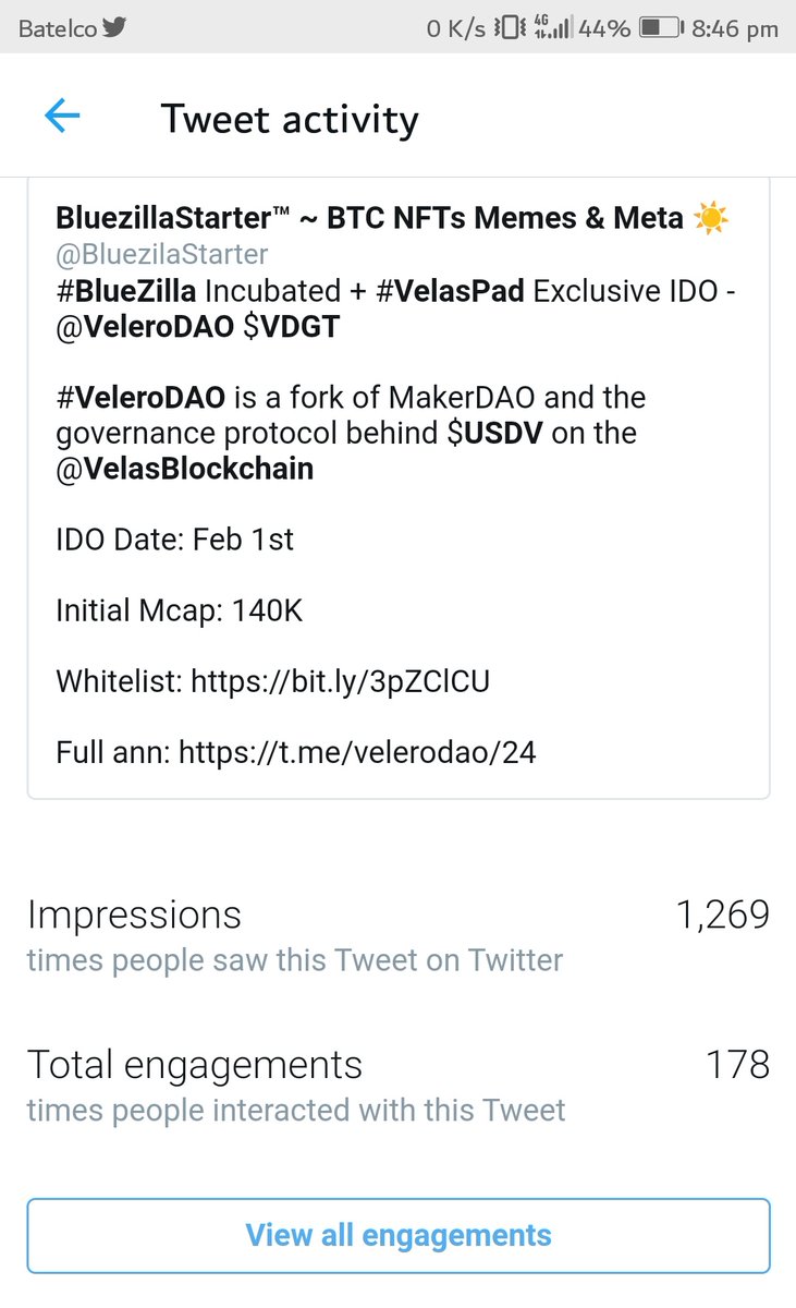 BluezillaCalls's tweet photo. Almost 1.2K impression with just 98 Follower 🔥🔥🔥 https://t.co/mEuEA7mcM6