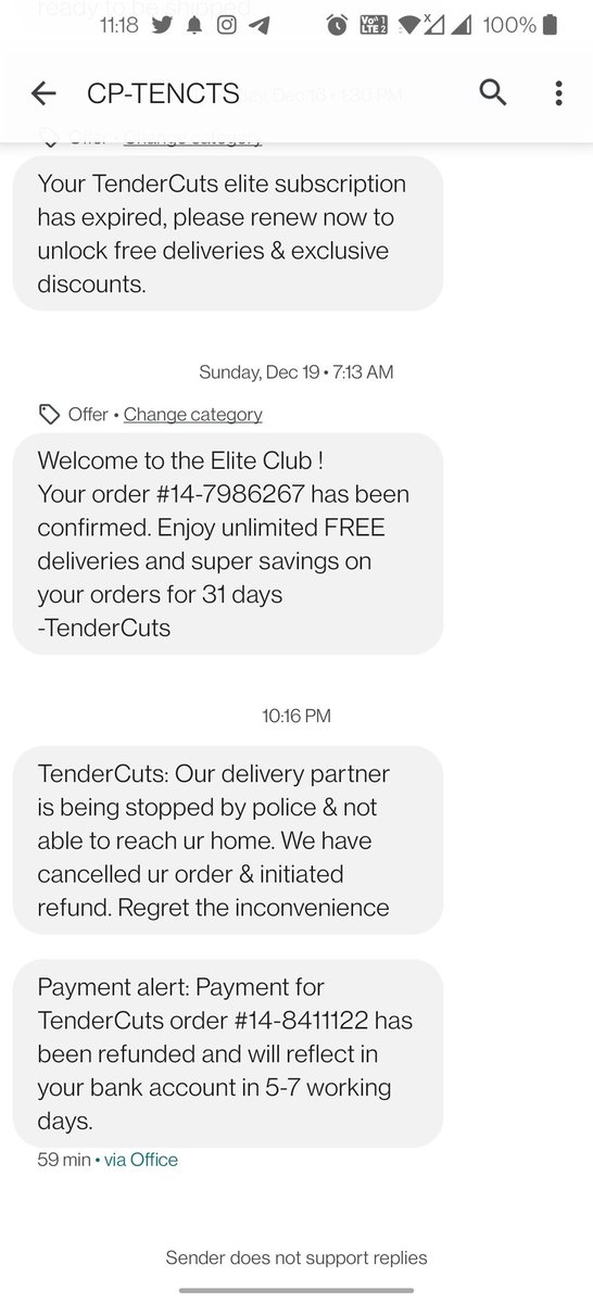 RajACommonMan's tweet photo. @CutsTender Worst Service #tendercuts, such an unprofessional way of treating elite customer. i ordered yesterday my order slot was btn 7-10. Why is that ur executive starts only after 10.Y u guys don't knows about lockdown timing in TN.Conveying by 10pm shows how useless ur app https://t.co/uQwFh6ULi4