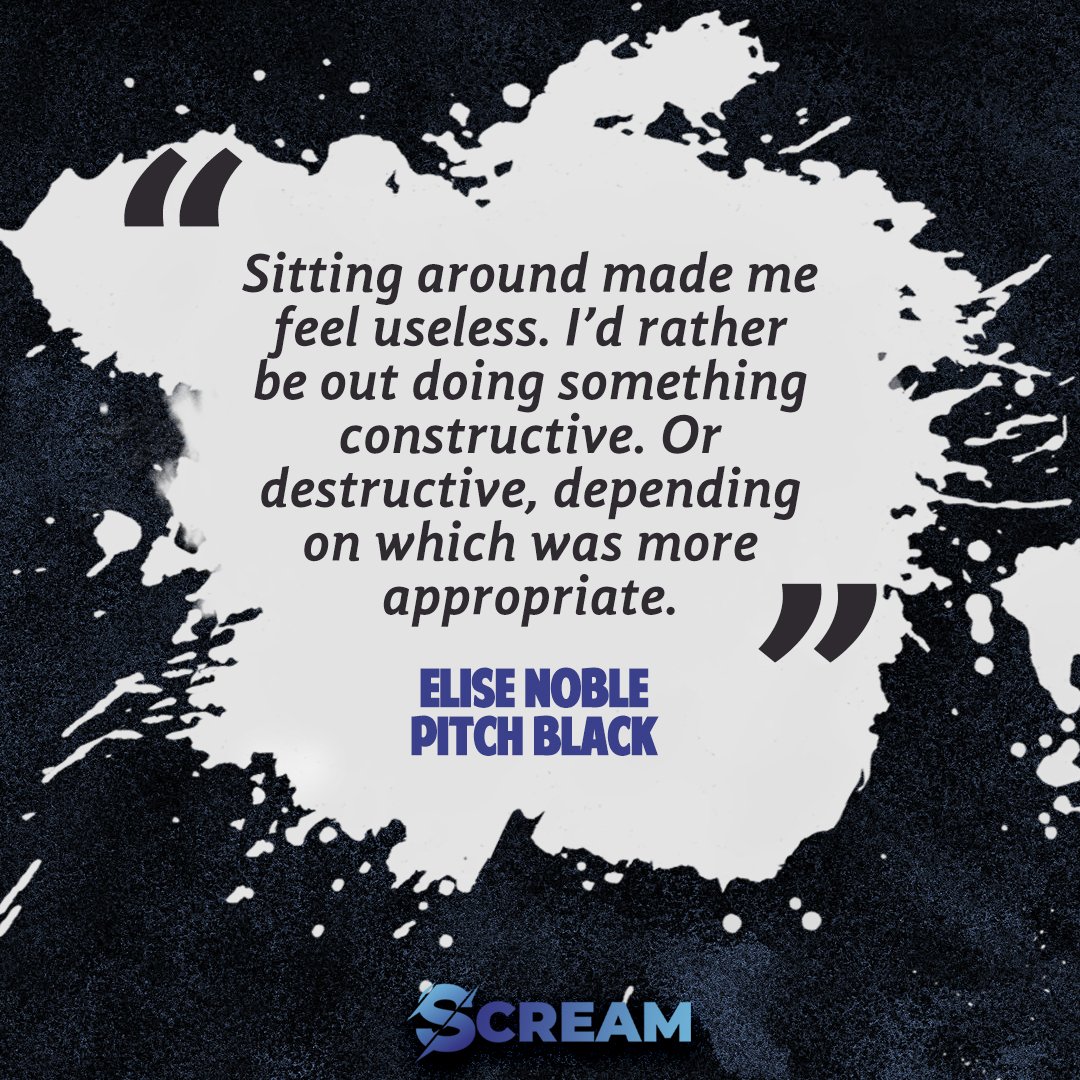 AppScream's tweet image. “Sitting around made me feel useless. I’d rather be out doing something constructive. Or destructive, depending on which was more appropriate.”

Have you read "Pitch Black" by .@EliseANoble ? 😱

Download Scream and enjoy this story and many more! 

#ScreamApp #BookQuotes