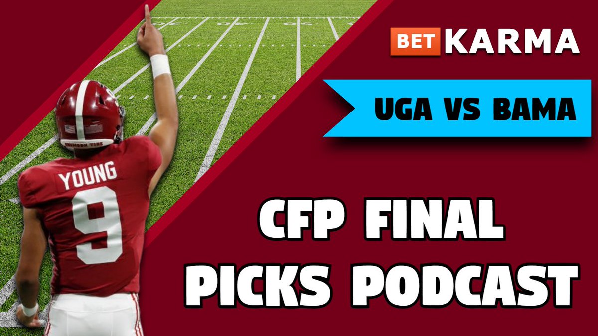 Bet_Karma's tweet photo. 🏈CFP Final Prediction🏈
Our top CFB Betting Analysts Brad & Stu dive deep into Monday's CFP Final matchup between the Georgia Bulldogs & Alabama Crimson Tide!
Video is now live on our YouTube here: https://t.co/BR7jGOv5Um
#CFPPicks #CFBPicks #CFPFinal #Georgia #Alabama https://t.co/NcBhsweewo
