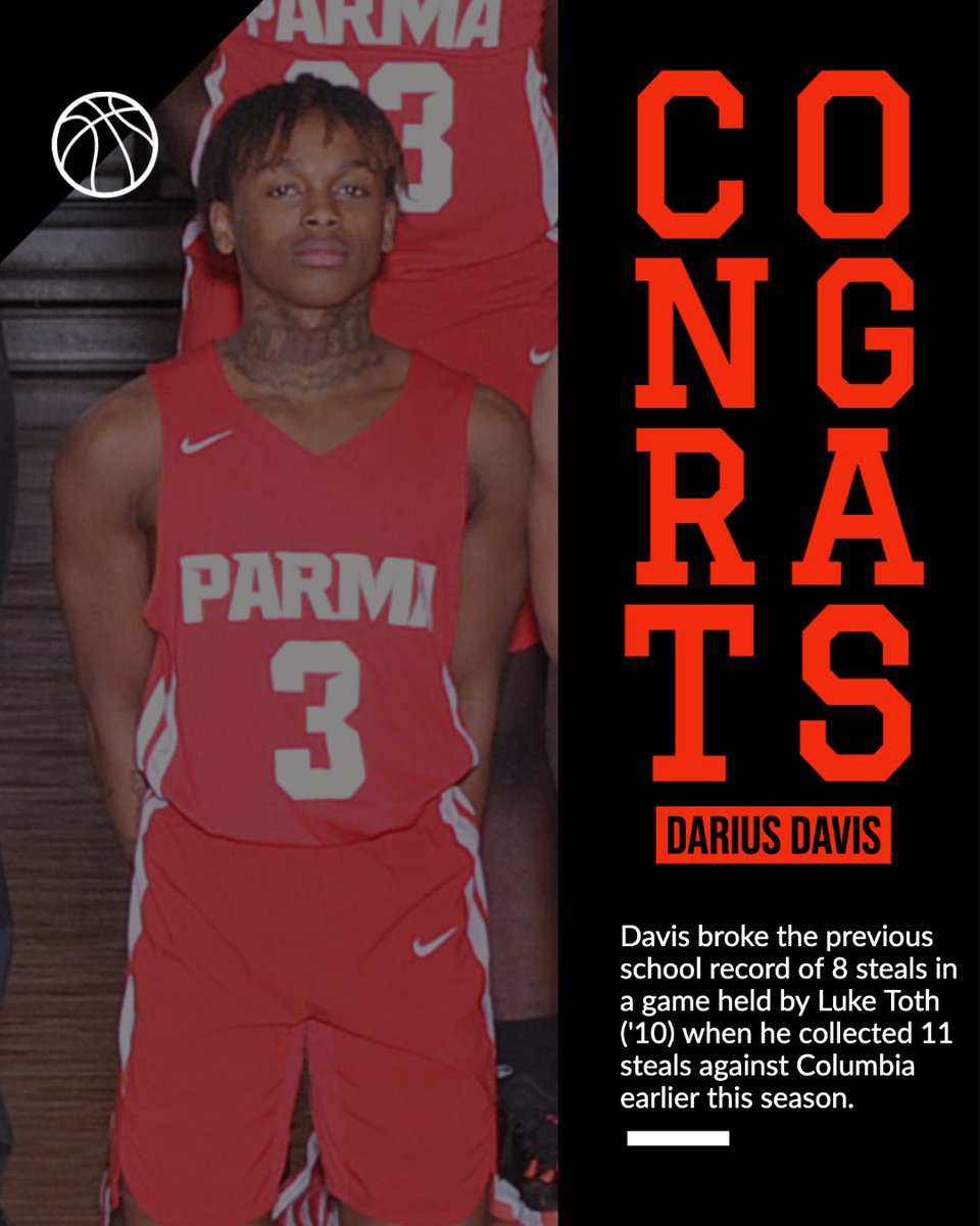 ParmaRedmenBBk's tweet photo. A bit late on this one, but congratulations are in order for guard Darius Davis for setting a new school record for steals in a game back in December against Columbia! #RollRedmen https://t.co/dwRq1wisLp