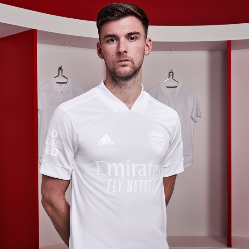 Arsenal's tweet photo. Tomorrow we wear white ⚪️

No More Red is our campaign to support young people in our communities, in collaboration with @adidasfootball