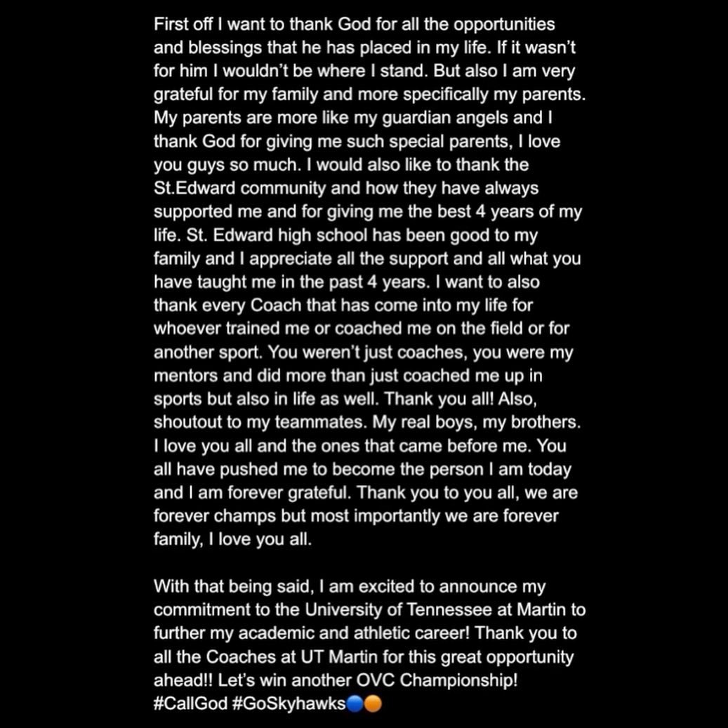 Dream still alive✨ #CallGod #Committed <a href="/UTM_FOOTBALL/">UT Martin Football</a> <a href="/Coach_JSimpson/">Jason Simpson</a> <a href="/chris_polizzi/">Chris Polizzi</a> <a href="/SEHS_FOOTBALL/">St. Edward Football</a>  <a href="/Wp_Graphics/">WP Graphics LLC</a>