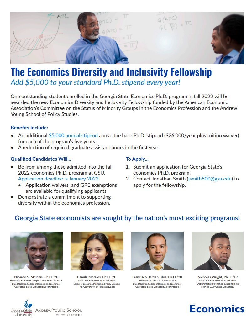UofLEcon's tweet photo. If you have an URM undergraduate who is interested in an Economics PHD, then here is an opportunity. Deadline for applications is coming up, Jan. 15 
Here is the link to apply https://t.co/65kF5ZaQ4I
I will point out this program received @AEACSMGEP diversity incentive grant. https://t.co/bGmbEi8Hxv