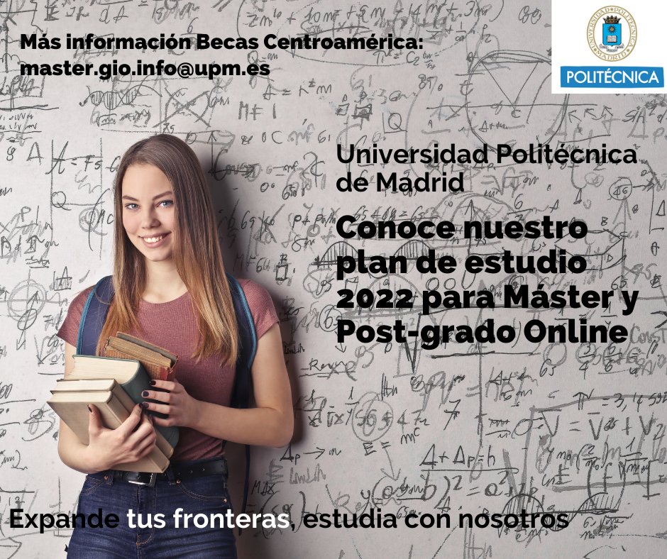 labraantigua's tweet photo. La Universidad Politécnica de Madrid sigue con sus programas de Becas formando a profesionales en Centroamérica en las mejores Maestrías Online el mercado. Infórmate con nosotros. https://t.co/lWKdiswskL