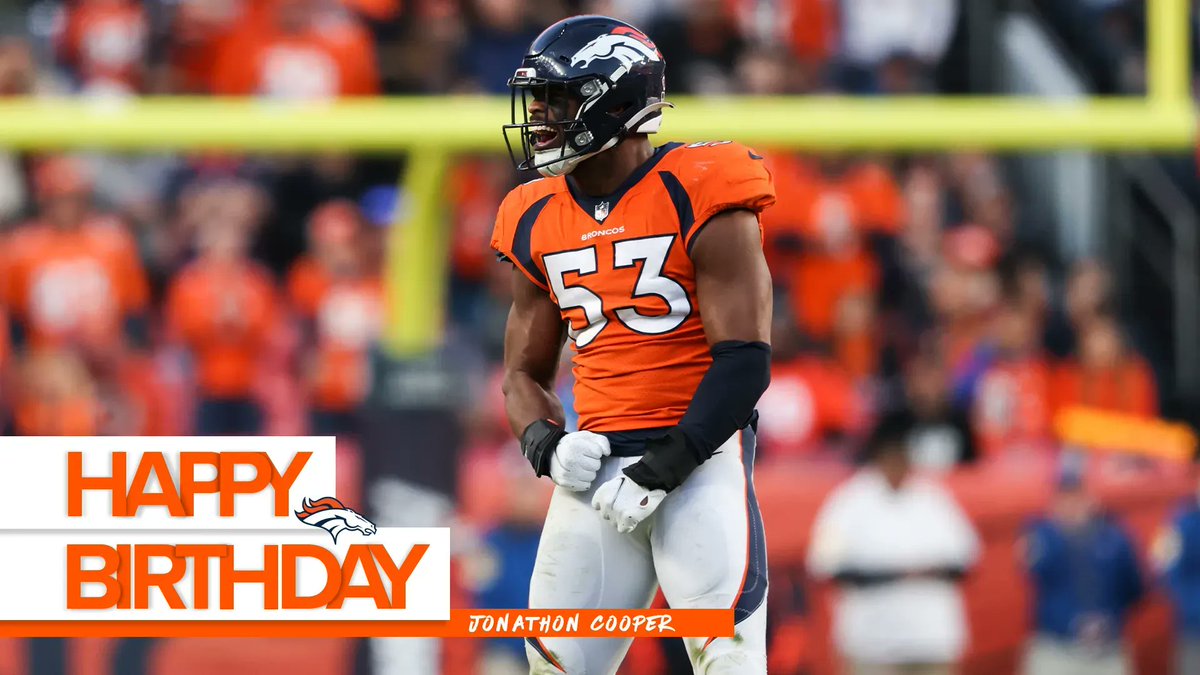 Broncos's tweet photo. RT to help us wish @JonathonCooper7 a happy birthday! 🥳 https://t.co/4tl5lDMHB8