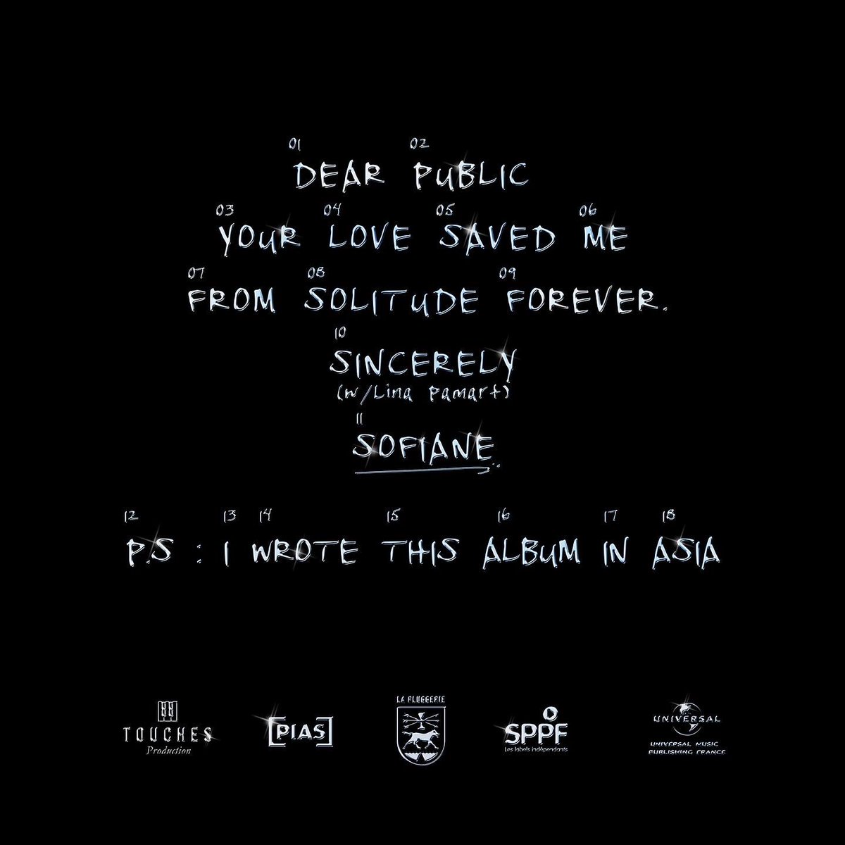 Sofiane Pamart on X: this is my new album tracklist ✉️ LETTER ✍🏽 February  11  / X
