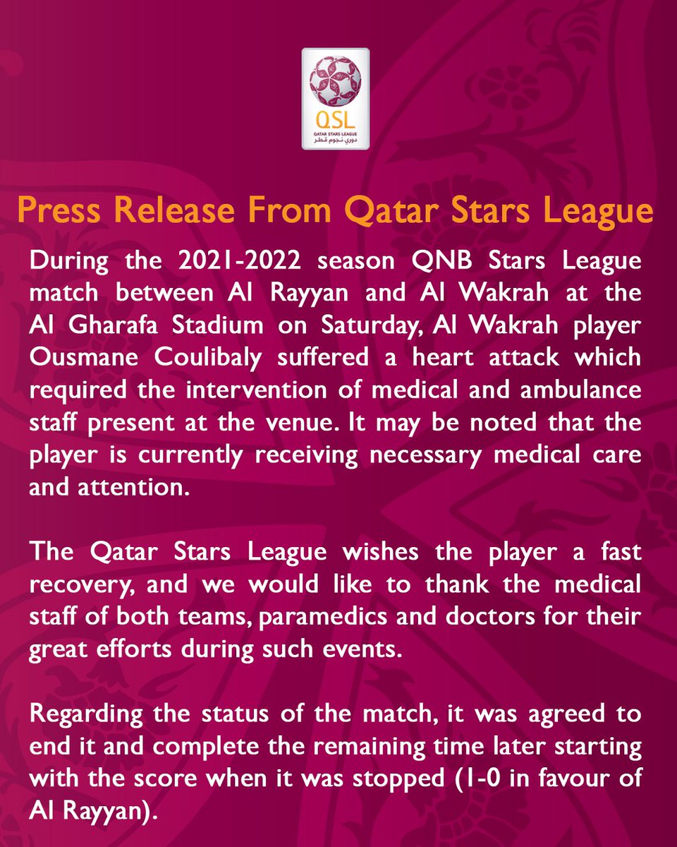 QSL_EN's tweet photo. Press Release From Qatar Stars League

🔗 https://t.co/AcliccXjVh https://t.co/qktxZUI3WU
