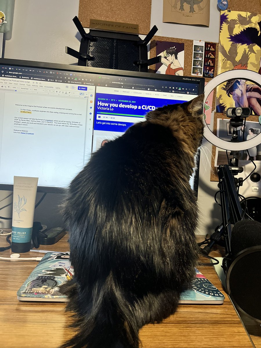 I’m getting a lot of help in scripting out an intro for our podcast… Also drawing inspiration from one of our Faves <a href="/CodeNewbies/">CodeNewbie</a> and <a href="/basecspodcast/">Base.cs</a> #womenintech #SoftwareEngineering #DEVCommunity