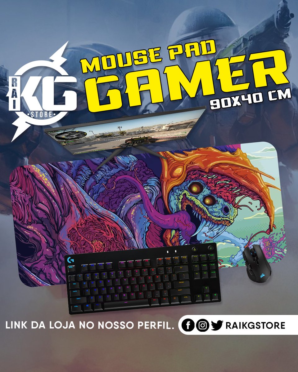 raikgstore's tweet photo. Personalize o seu setup com o seu jogo favorito!
Mouse pad gamer gigante (90x40cm) modelo speed, disponível na nossa loja. Catalogo com diversos modelos https://t.co/n6A8yI7BTH