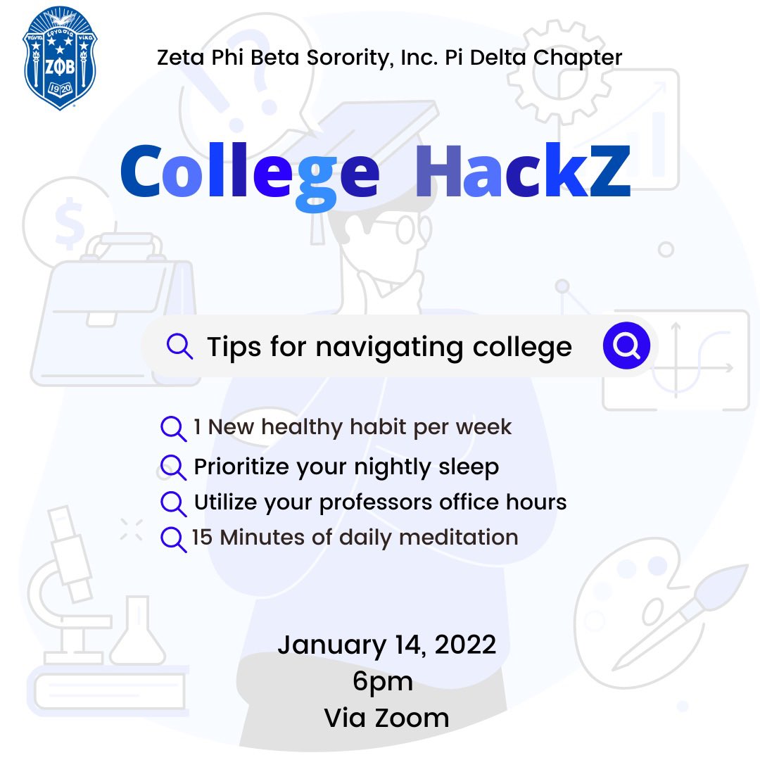 Life as a college student can be overwhelming due to the demands of work, classes, social life , etc. Join us next Friday January 14, 2022 at 6pm via zoom to learn some tips and tricks on how to navigate college while still maintaining a healthy lifestyle. The link is in our bio!
