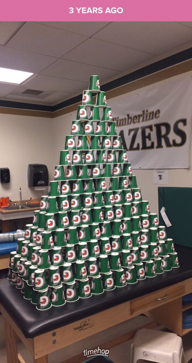 timberlineAT's tweet photo. 3 years ago this Gatorade cup tower was built😂 #sponsorusgatorade #tlineathletics https://t.co/zVAXyy55hd