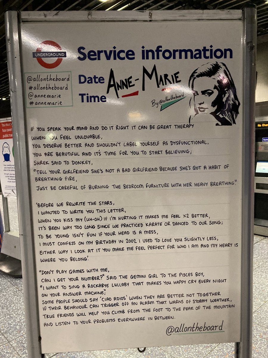 char95237's tweet photo. Going on the tube today and saw @AnneMarie on @allontheboard ❤️ love this! #annemarie #allontheboard https://t.co/IZUPkfhpBR