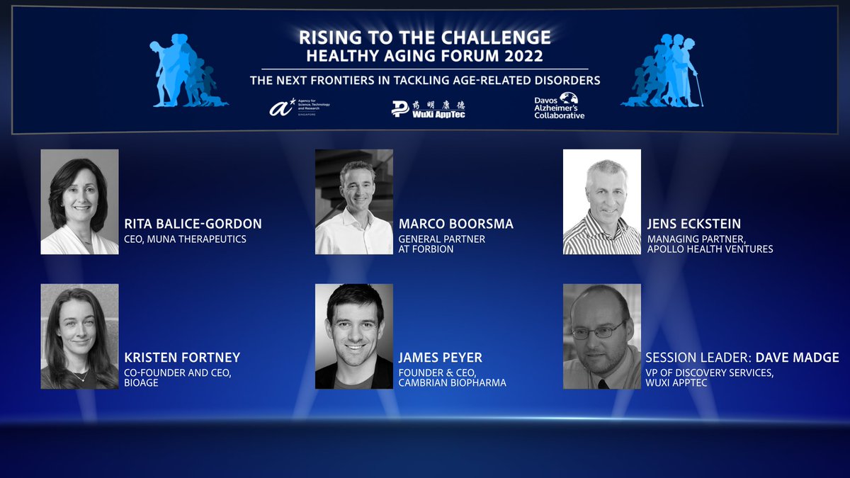 “The Next Frontiers in Tackling Age-Related Disorders” features: <a href="/RitaBalice/">Rita Balice-Gordon</a> <a href="/muna_tx/">Muna Therapeutics</a>, Marco Boorsma @ForbionLifeSci, Jens Eckstein <a href="/AkikoaCom/">Jens Eckstein</a> <a href="/apollohealthvc/">Apollo Health Ventures</a>, <a href="/kpfortney/">Kristen Fortney</a> <a href="/bioagelabs/">BioAge</a>, <a href="/JamesPeyer/">James Peyer</a> <a href="/CambrianBio/">Cambrian</a>, <a href="/DaveMadge4/">Dave Madge</a>. #HealthAgingForum bit.ly/3FoUjDN #JPM22 #BioTech