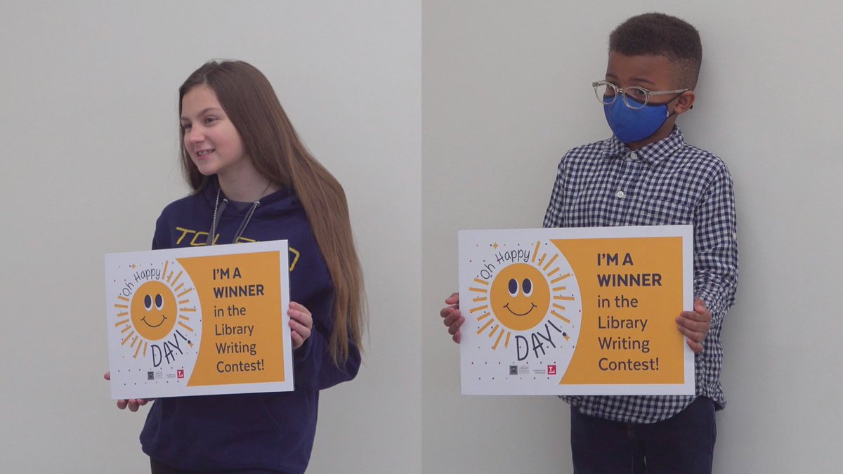 Jaden_Reports's tweet photo. This morning, the Toledo Lucas County Public Library awarded the many winners of their Youth Writing Contest! From 10 a.m. to noon, winners came to collect their prizes, which included a Nintendo Switch, journal, and a TLCPL "Find Your Happy" t-shirt. https://t.co/qnLNJYikbH https://t.co/XxnkltUDlS