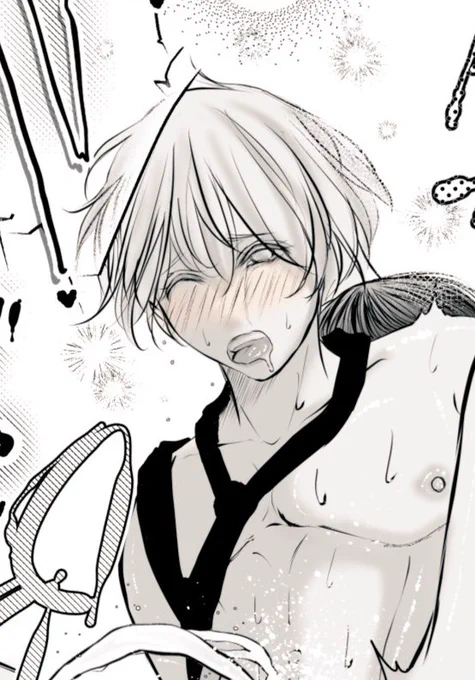 最高なシーンが描けてしまったよ·····(*'ཫ`*)♡ 進捗ポイピク見て欲すぃ🍼  フォロワー様限定です🐥💓 おやすみなさい( *˘ ³˘)zZ   #創作BL #色クレ