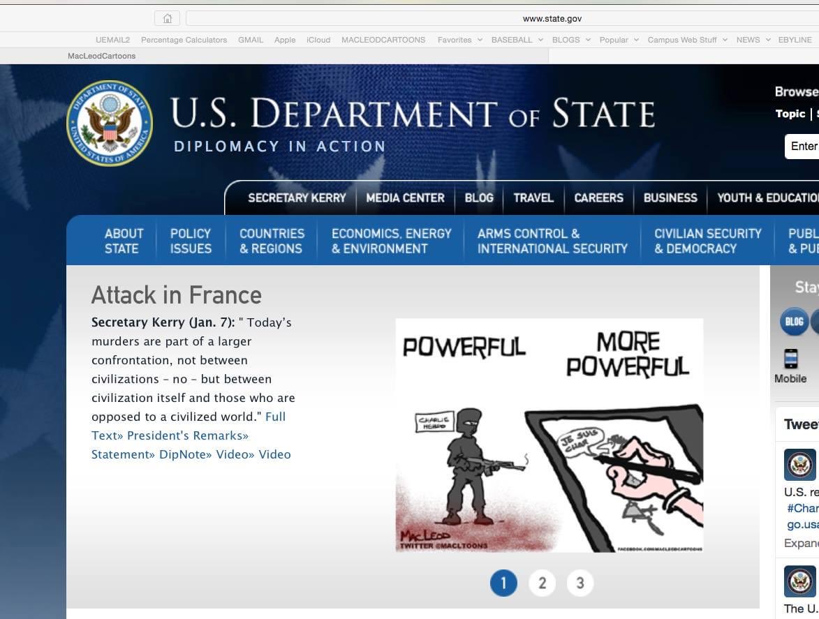 7 years ago my cartoon was on the landing page of the US State Dept website for 2 days.