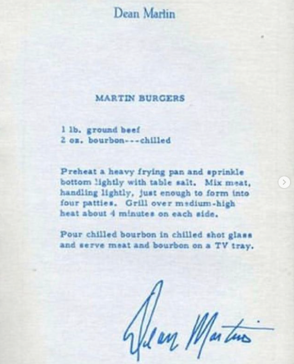 kevinknebl's tweet image. Martin Burger recipe and Sinatra Burger recipe. There's a bad word so if you're easily offended....deep breaths. ツ #deanmartin #franksinatra #lifeisbeautiful