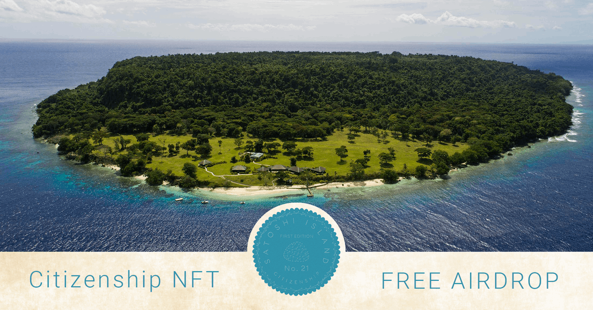 Citizenship NFT Applications are open! 

Apply here: apply.satoshi-island.com 

The first 1000 verified applications are automatically granted citizenship. Subsequent applications will go into a draw. Good luck!

Learn more: Satohsi-Island.com/citizenship

#satoshiisland #NFT #airdrop