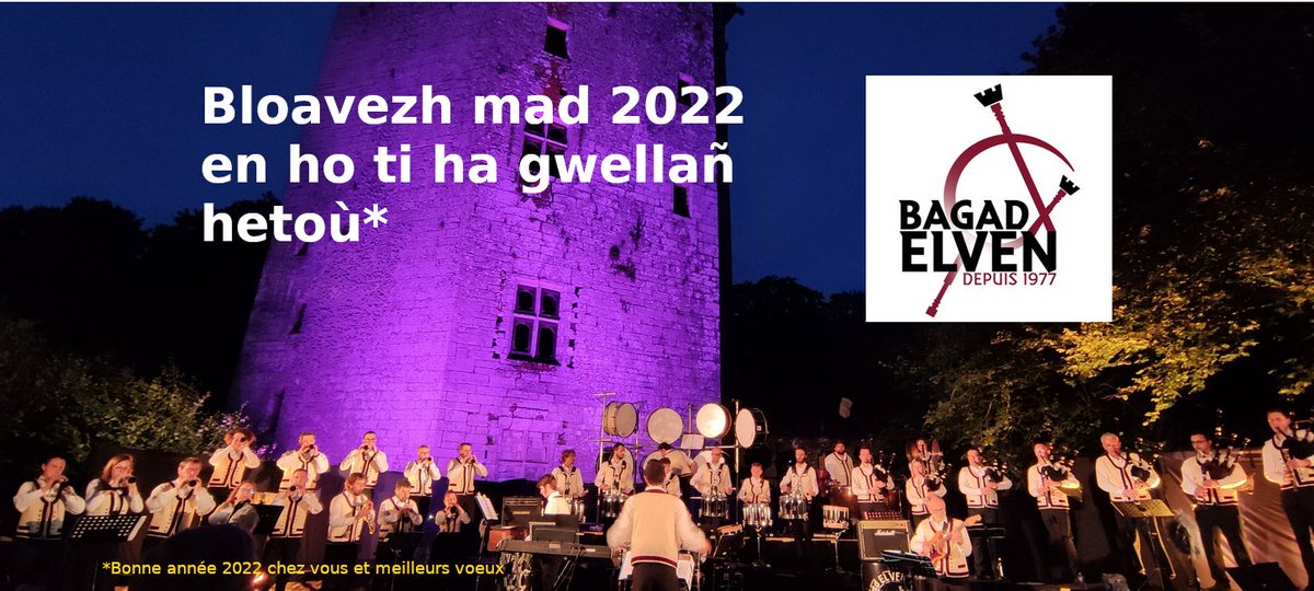 bagadelven's tweet photo. Le Bagad Elven vous adresse ses meilleurs vœux pour l'année 2022 qui débute.
https://t.co/XzPLmqrJG3 https://t.co/5f83ucbB9n