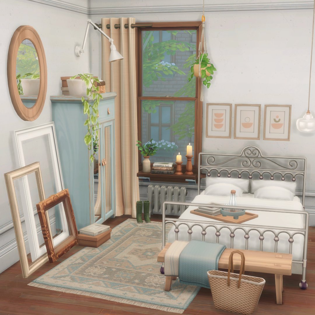 EisteeRitter's tweet photo. How about a little rural charm in the big city? I like the combination of light wood tones, the metal bed frame, an old wardrobe and the view of the brick walls outside. 🌿🏙
Stop Motion Video: https://t.co/zie1grvjqh

#TheSims4 #ShowUsYourBuilds @TheSims https://t.co/aDCiQ1S5lp