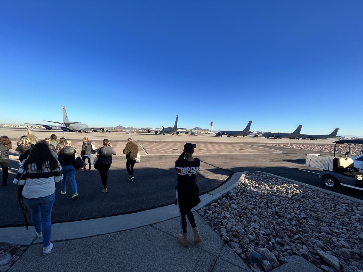 NOD_F35's tweet photo. Yesterday some of our spouses were lucky enough to get a ride on two KC-135 to watch their husbands get refueled during a training sortie. 12 🇺🇸🇩🇰🇳🇱F-35A from the 308th Fighter Squadron. Many thanks to the professionals of the 161st Air Refueling Wing. https://t.co/k0Ta2hmHko