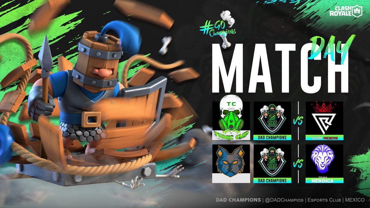 Doble jornada donde tendremos que dividir al equipo saldremos con todo a traer la victoria 💨
#GoChampions💨

🏆<a href="/ToxicCup3/">Toxic_Cup</a> 
🆚@DarkRidersMx 
📍J.2
⏰ 8PM/MX 🇲🇽

🏆<a href="/PagsuTL/">PGaming League</a> 
🏆<a href="/Heroica_team/">Team Heroica</a> 
📍J.6
⏰8:30 PM/MX 🇲🇽