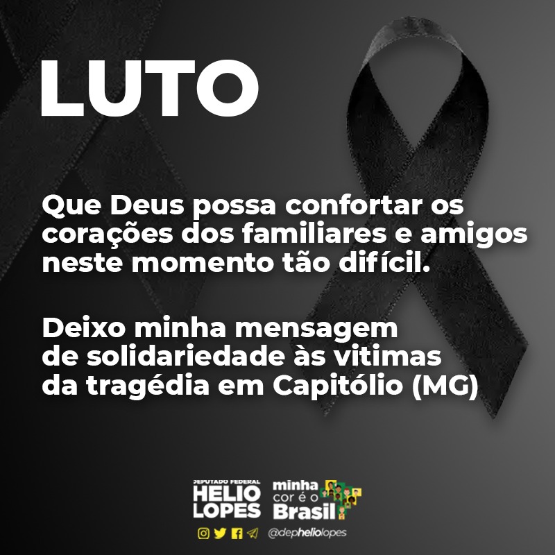depheliolopes's tweet photo. Que Deus possa confortar os corações dos familiares e amigos neste momento tão difícil.
Deixo minha mensagem de solidariedade às mitimas da tragédia em Capitólio(MG)
#luto #mg #capitólio #heliolopes https://t.co/U6rDXyHyt7