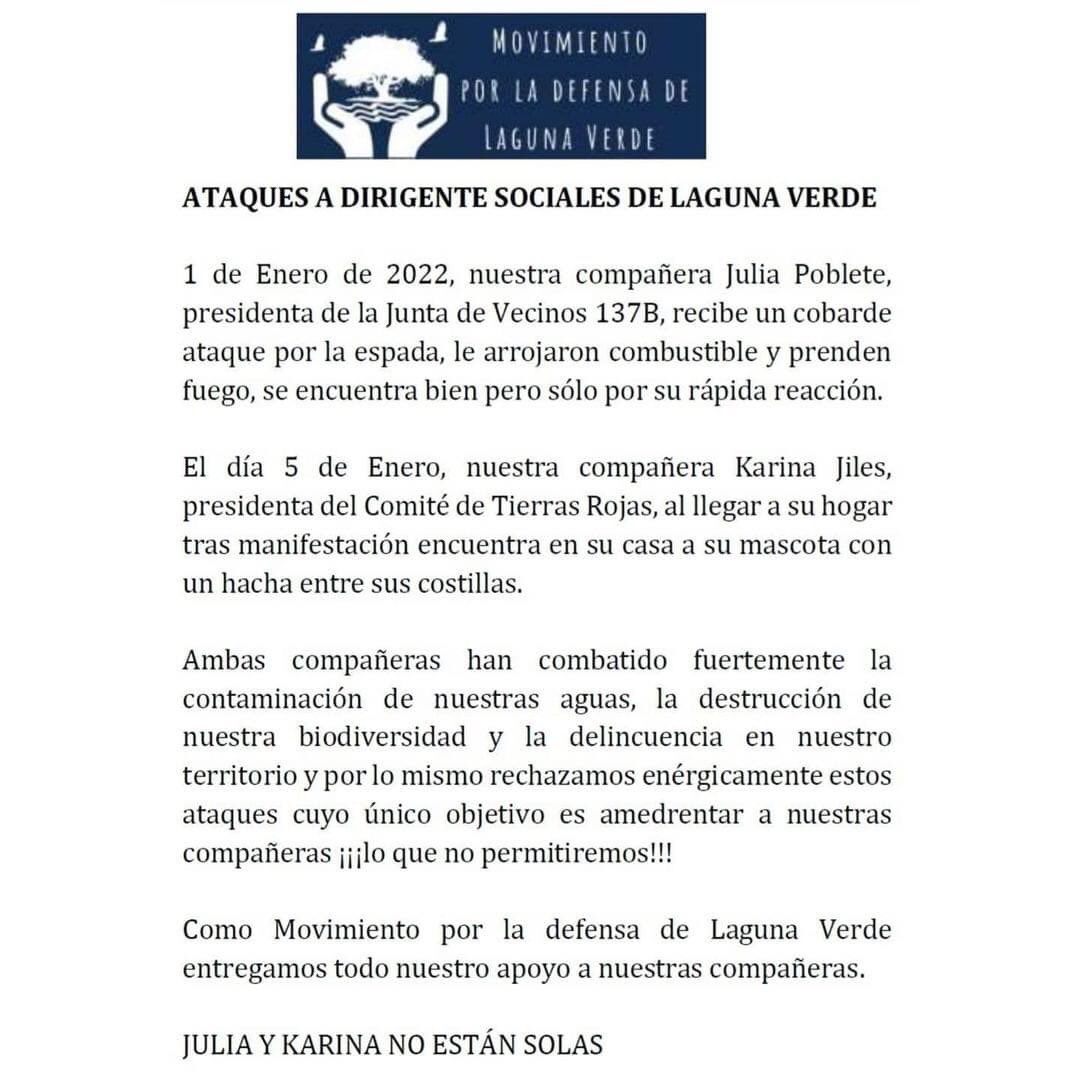 patomunozg's tweet photo. En Laguna Verde atacan a dos dirigentes sociales; a una le prenden fuego por la espalda y a otra le matan a su mascota con un hacha en las costillas. A eso se suma el grave problema de abastecimiento de agua. Qué hacen mientras las autoridades de Valparaíso? @rmunda @JorgeSharp https://t.co/4LCAgYaDsJ