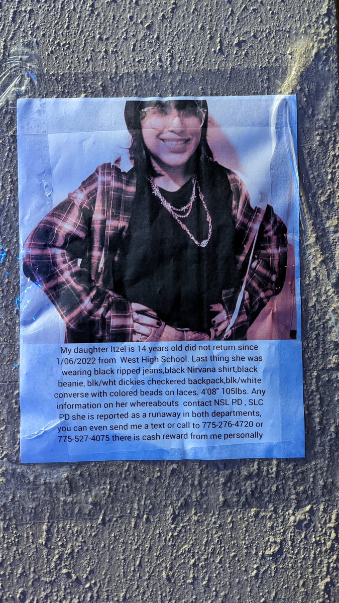 exxtraordinar's tweet photo. SLC FRIENDS - MISSING PERSON. 
I saw this on the corner of 600 w 1200 w. 

share if you can, hopefully we can get her home. https://t.co/okOMMo43VF
