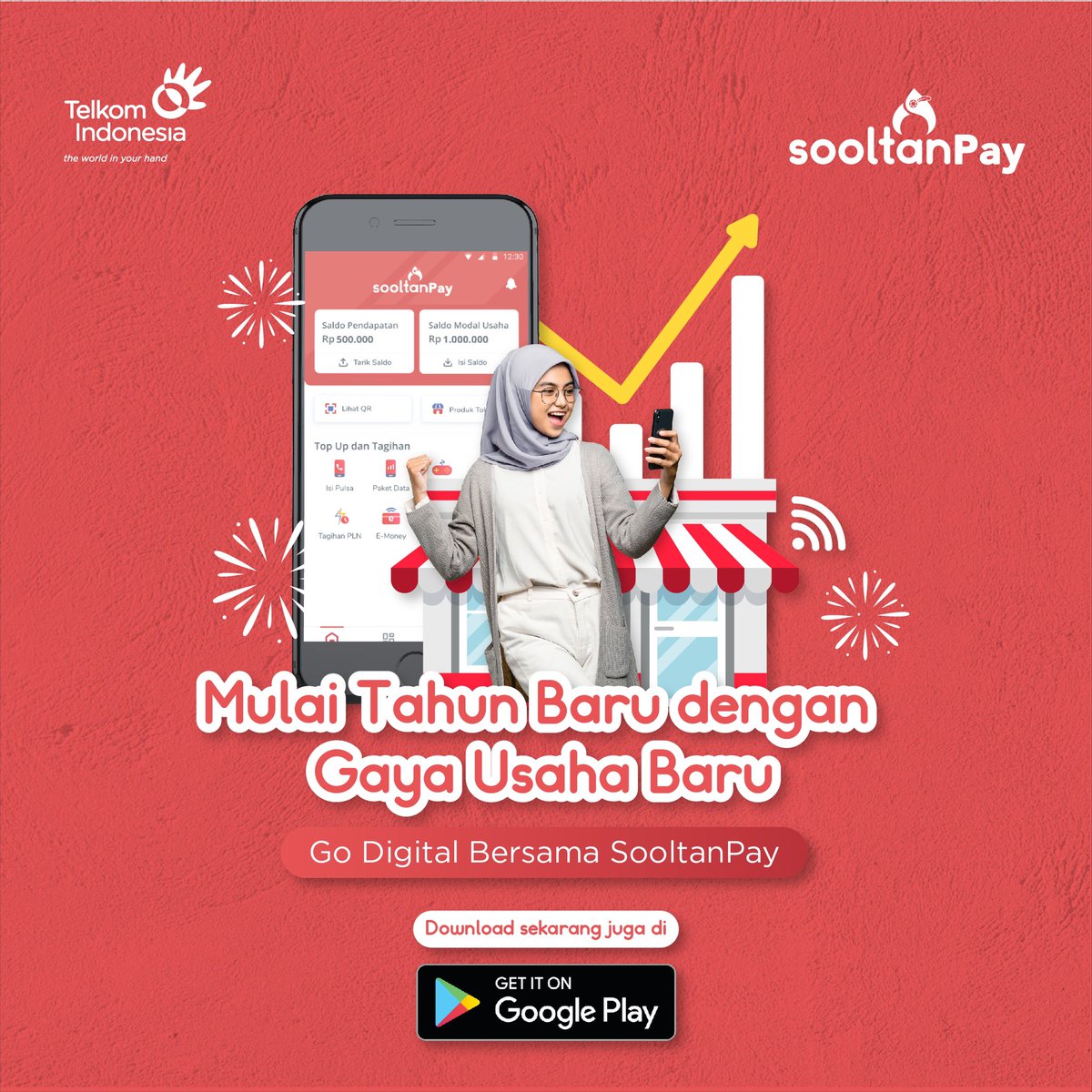 sooltanpay's tweet photo. Tahun 2022 telah tiba!

Di tahun yang baru ini saatnya mulai gaya baru untuk tingkatkan penjualan usahamu. Yuk bergaya dengan go digital pakai SooltanPay untuk usahamu supaya gak ketinggalan!

#SooltanPay #AplikasiUsaha #UMKMGoDigital #UMKM #UMKMIndonesia #JadiSooltanDalamSekejap https://t.co/Jh2aV9TQGF