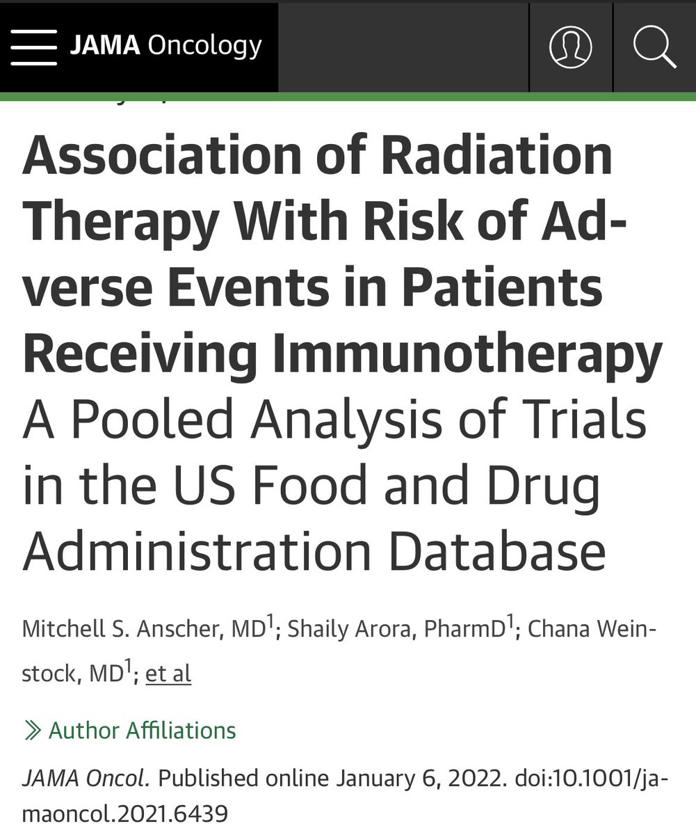 Chana Weinstock GU Onc MD (@chana_weinstock) on Twitter photo Our <a href="/FDAOncology/">FDA Oncology</a> pooled patient-level analysis of safety of radiation used within 90 days of immunotherapy in a cohort of ~17,000 published in <a href="/JAMAOnc/">JAMA Oncology</a>, previously presented as a poster discussion <a href="/ASCO/">ASCO</a> <a href="/Shaily_Arora1/">Shaily Arora</a> <a href="/LalehAmiri/">Laleh Amiri-Kordestani, MD</a> jamanetwork.com/journals/jamao… Our <a href="/FDAOncology/">FDA Oncology</a> pooled patient-level analysis of safety of radiation used within 90 days of immunotherapy in a cohort of ~17,000 published in <a href="/JAMAOnc/">JAMA Oncology</a>, previously presented as a poster discussion <a href="/ASCO/">ASCO</a> <a href="/Shaily_Arora1/">Shaily Arora</a> <a href="/LalehAmiri/">Laleh Amiri-Kordestani, MD</a> jamanetwork.com/journals/jamao…