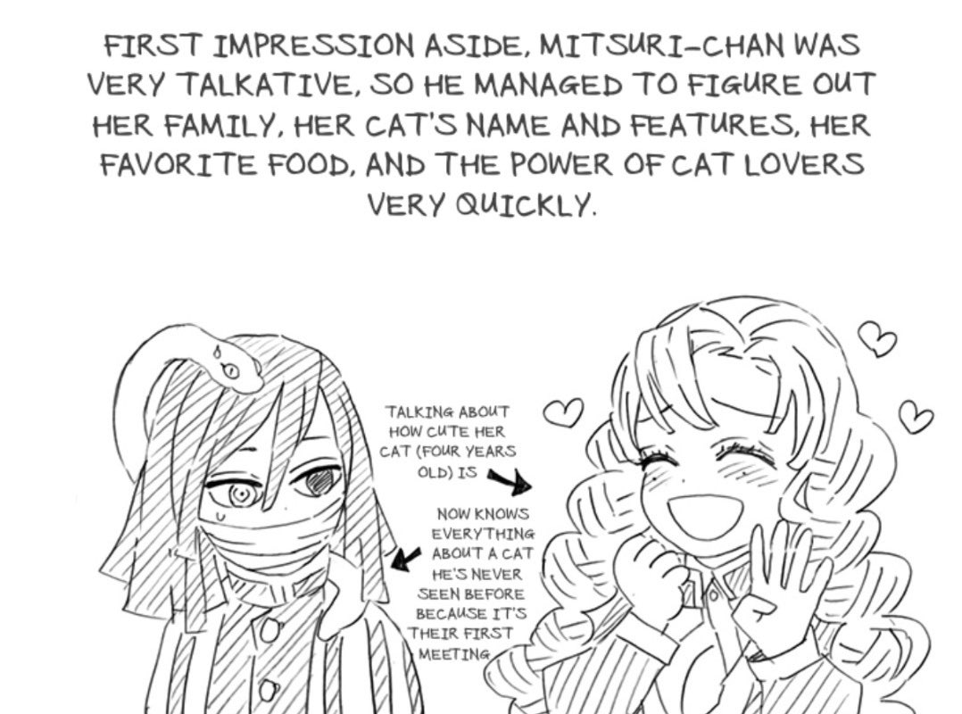 gojoism's tweet image. I love how their first meeting was mitsuri talking a lot and iguro just listened