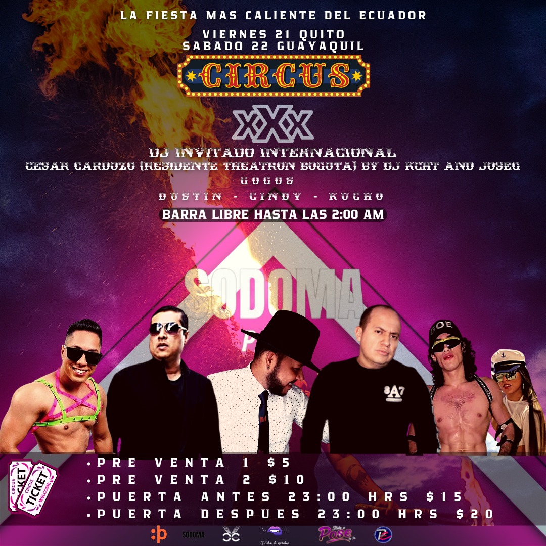 SodomaGroup's tweet photo. Viernes 21 en Quitó y sábado 22 en Guayaquil
Por primera vez Dj César Cardoso en Ecuador residente de theatron Bogota
PRE VENTAS AQUI
Guayaquil https://t.co/BxilnRo04g                                                                              
Quitó https://t.co/OIUcKT9WZ3 https://t.co/wYfiugJu5X