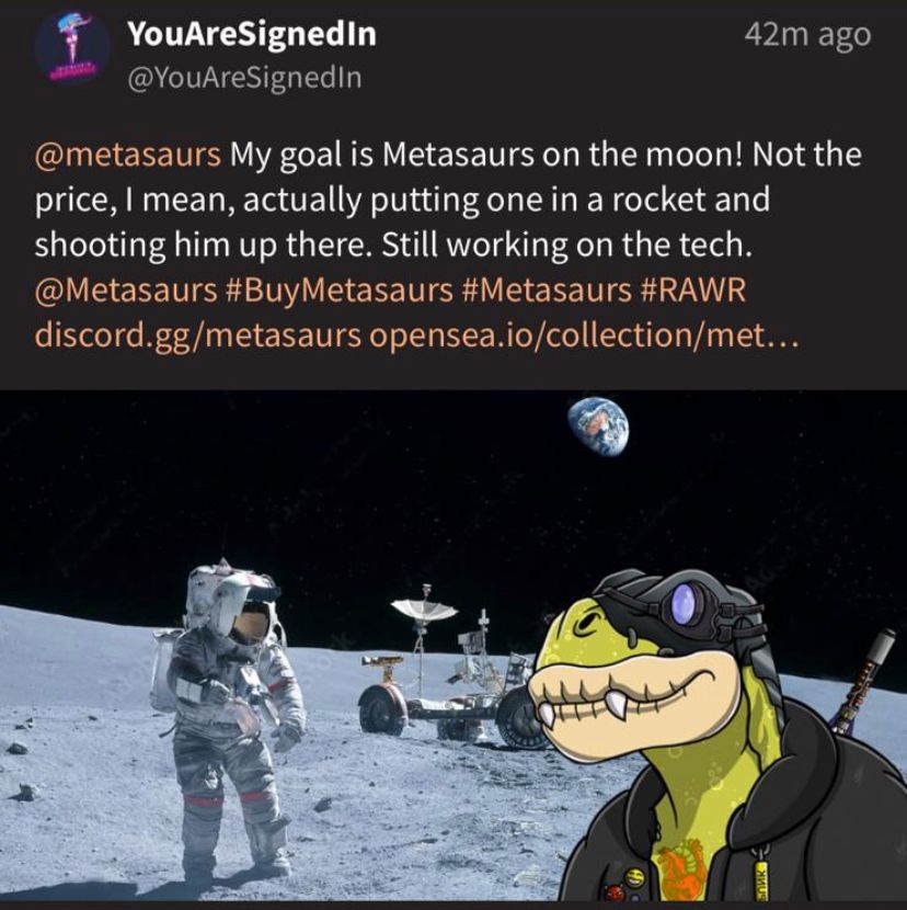 metasaurs's tweet photo. Let us know if we can help with the tech @youaresignedin https://t.co/EQgwJ2egKy